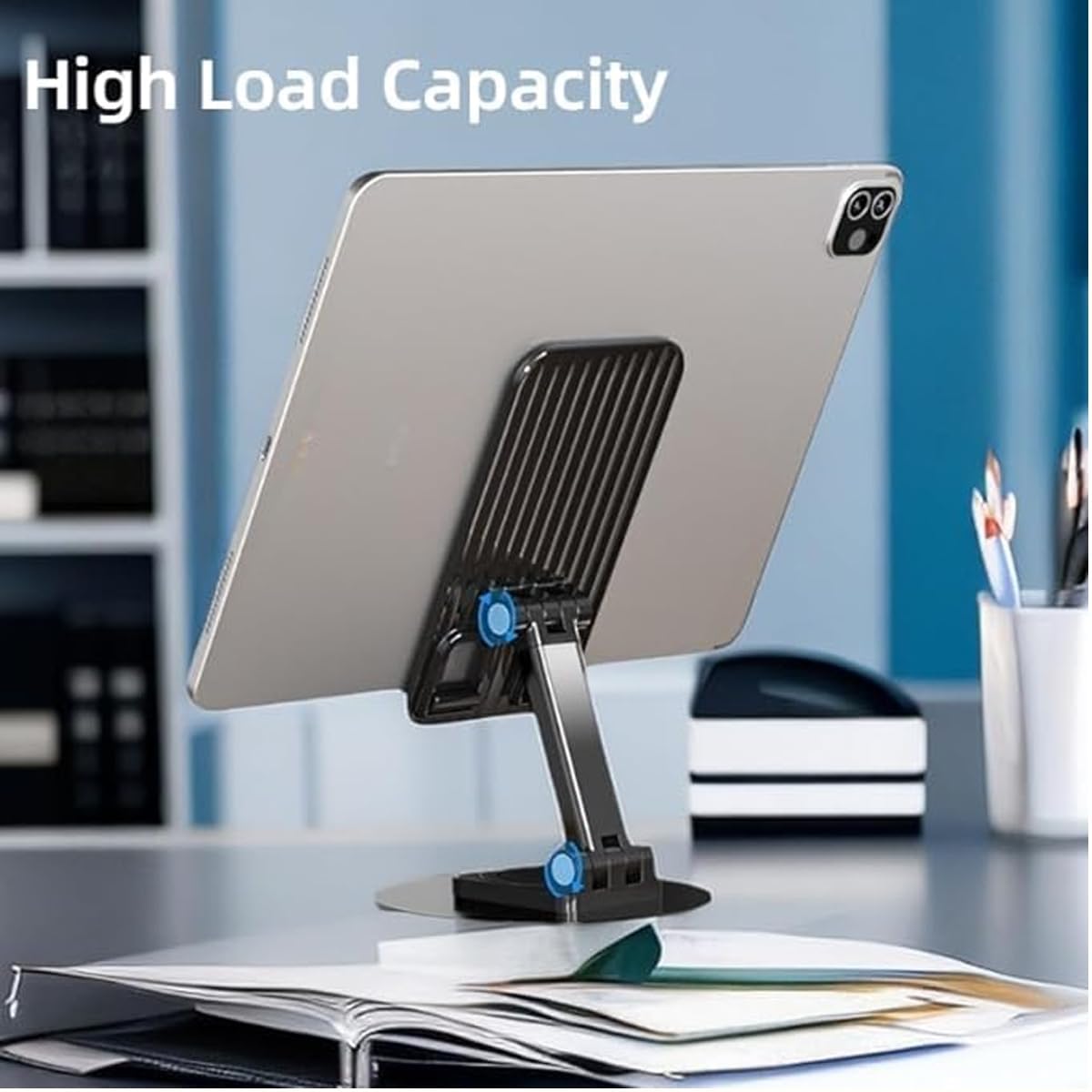 DOLPHY Adjustable & Foldable Phone/Tablet Holder | 360 Degree Metal Mobile Stand for Bed, Office Table, Desk & Home, PC, Smartphone & Tablets - Image 4
