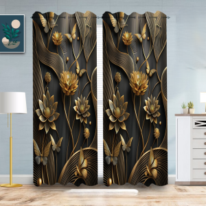 2 Piece 3D Print Premium curtain
