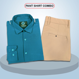 Premium Shirt & Pant Combo (Formal / Casual) (Ocean Blue & Khaki)