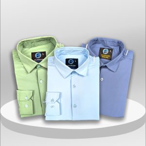 Premium 3 Piece Shirt Combo Pack (Formal / Casual) (Light Green, Sky & Blue)