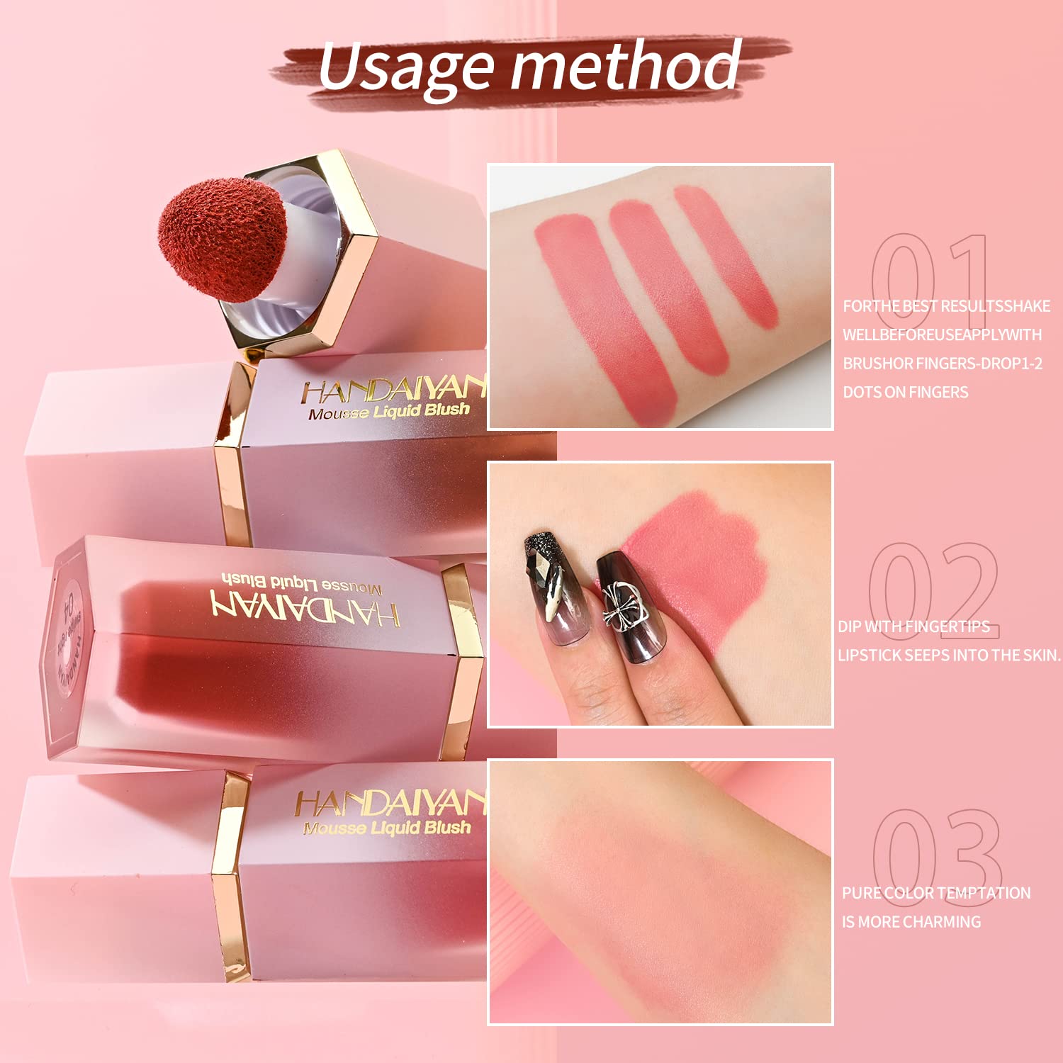 Handaiyan Mousse Liquid Blush 7 ml shade (sweep right) - Image 4