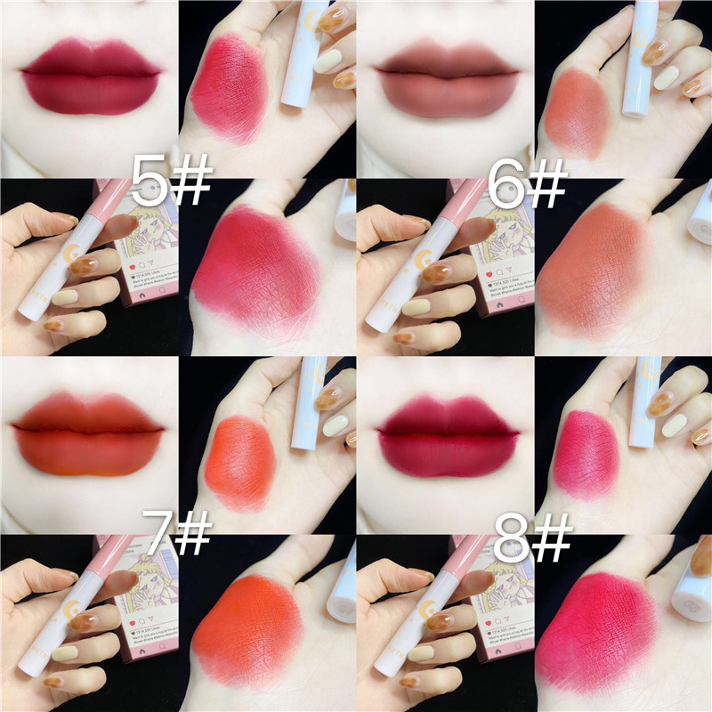 Little monster liquid 8 Pcs/set of Cigarete tube lip glaze set matte white lipstick set- 8 Colours - Image 6
