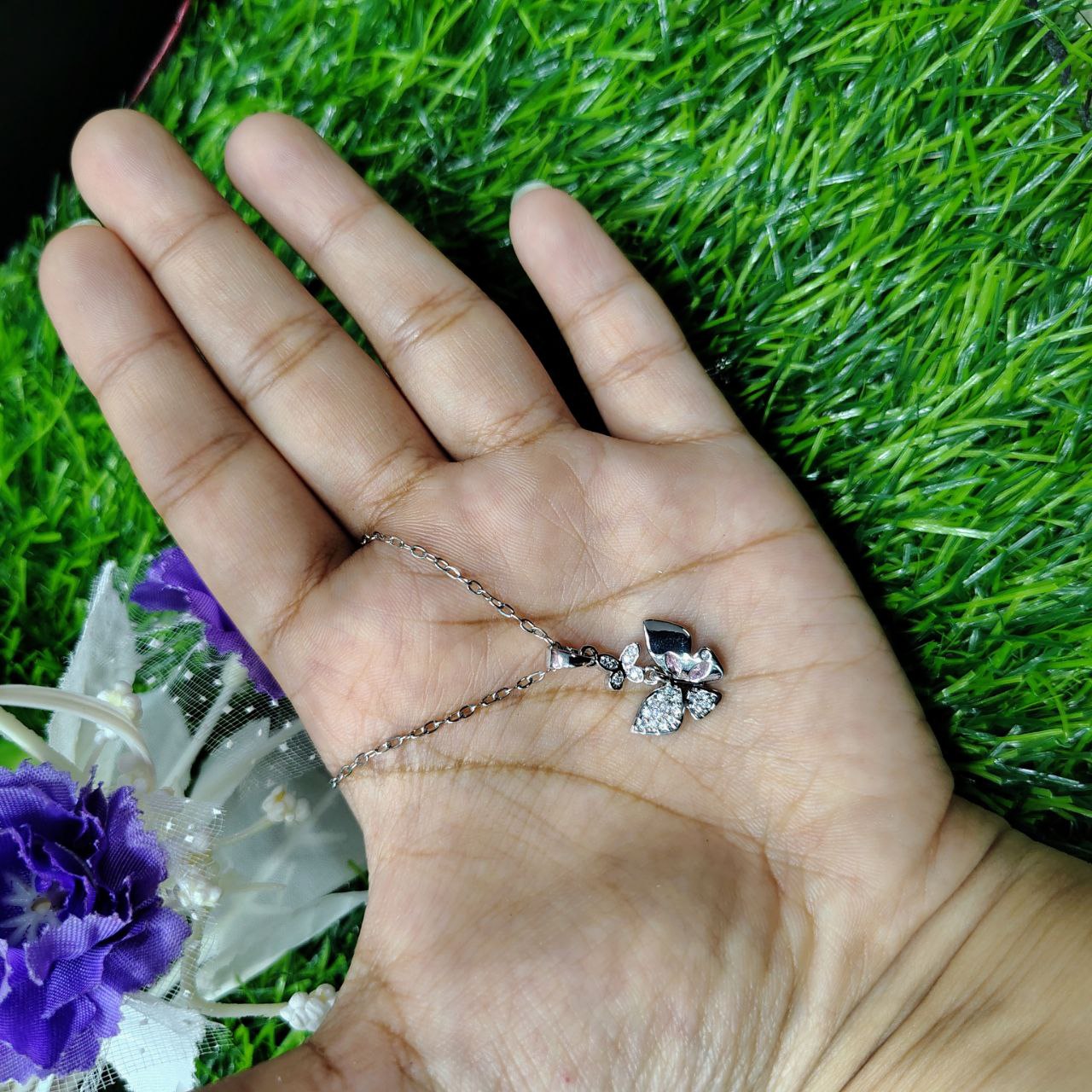 Fantasy Colorful Acrylic Butterfly Pendant Necklace For Womens - Image 3