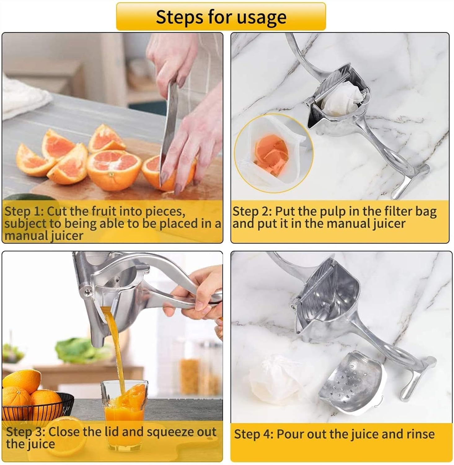 Aluminium Steel Heavy Duty Handhold Press Fruit Juicer, Fruit Manual & Instant juicer - Image 4