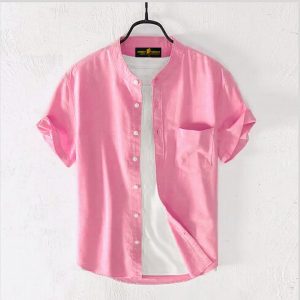 Fashionable half-sleeve shirt for men ( Pink )