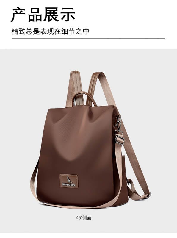 New Texture Oxford Cloth Women’s Backpack (Coffee) - Image 5